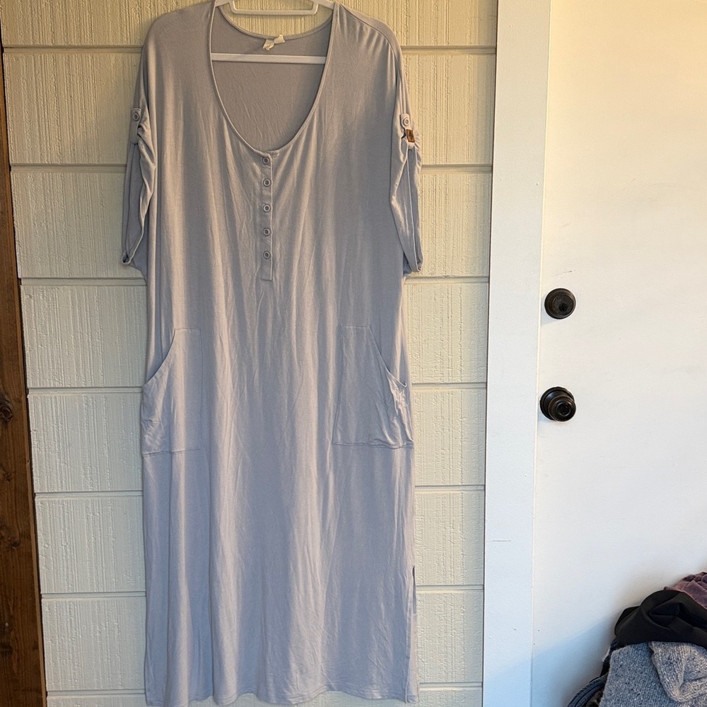 Kyte Baby Bamboo Gray Henley Lounging Dress Womens Medium